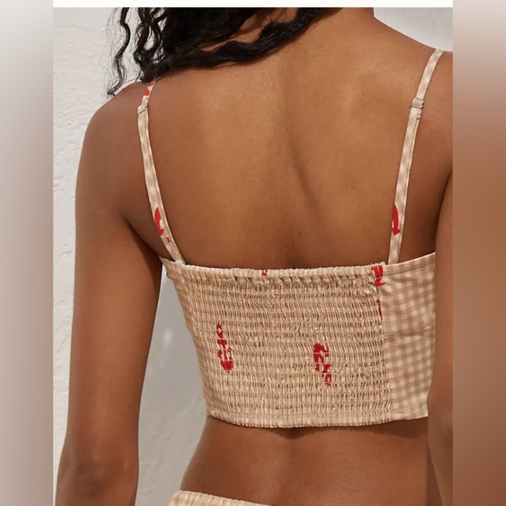 Anthropologie Celandine Smocked Tube Top Anchor Print Beige - Picture 5 of 8